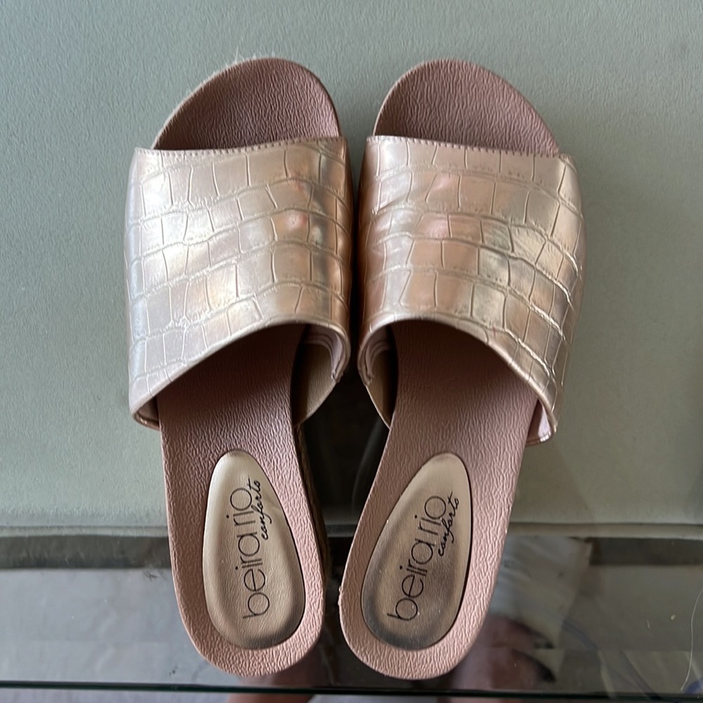 Gold wedge slip ons, size 7 US. Like new. - Picture 6 of 6